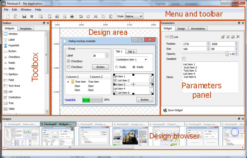 MockupUI User interface overview